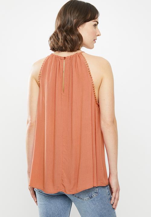 MILLA - Halter trim top - rust