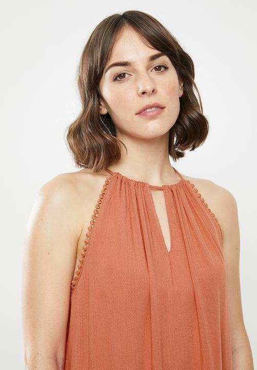 MILLA - Halter trim top - rust