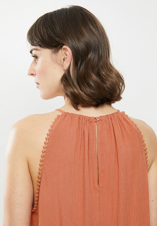 MILLA - Halter trim top - rust
