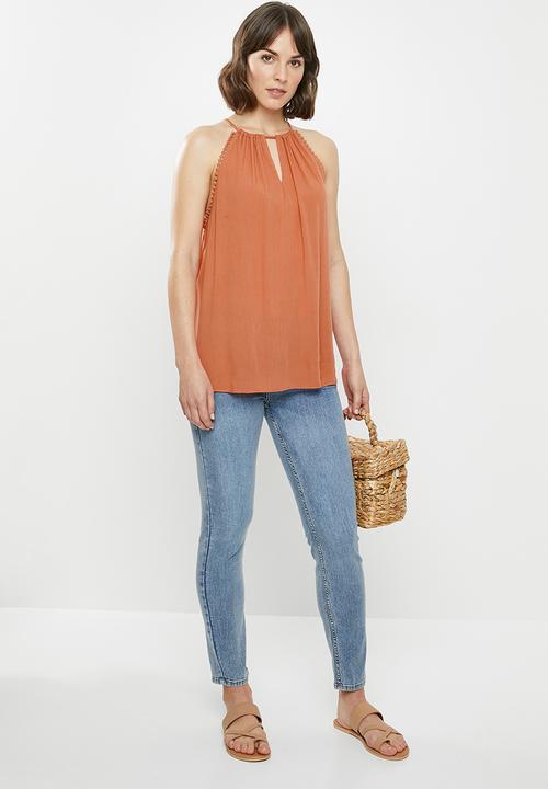 MILLA - Halter trim top - rust