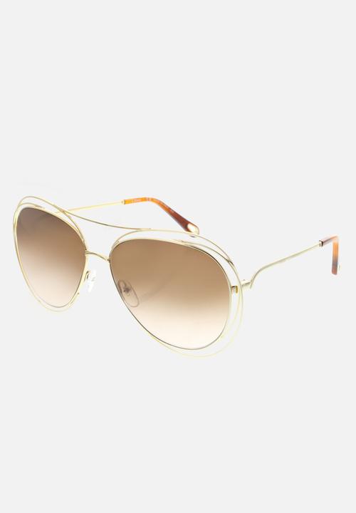 Chloe - Chloe round sunglasses - gold/havana/brown lens