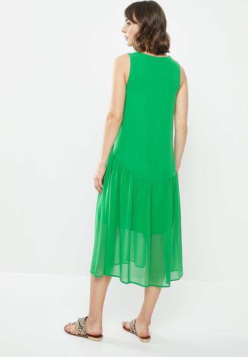 MILLA - Chiffon tiered dress - green