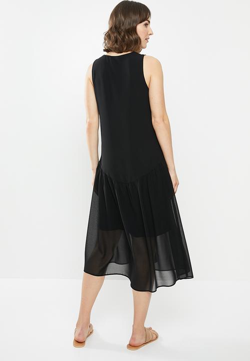 MILLA - Chiffon tiered dress - black
