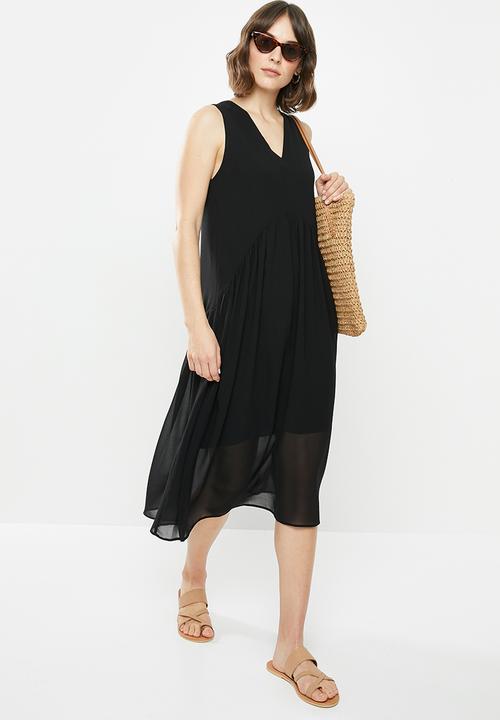 MILLA - Chiffon tiered dress - black