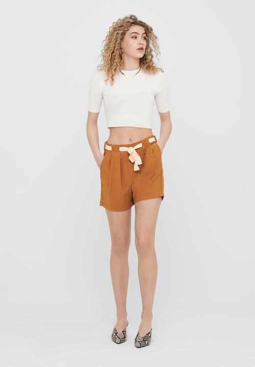 Jacqueline de Yong - Tomika belt shorts - brown