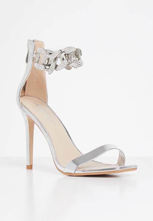 Public Desire - Iced out embellished ankle chain heel - silver 