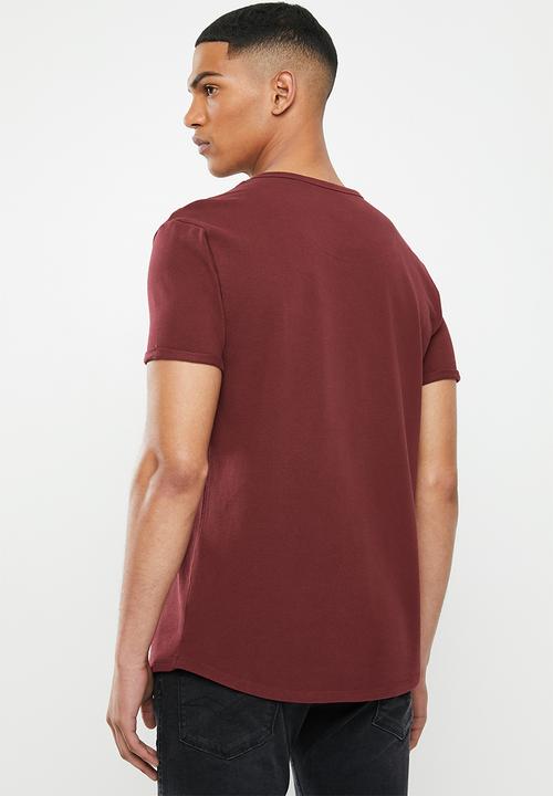S.P.C.C - Edgerton signature scooped hem T-shirt - red