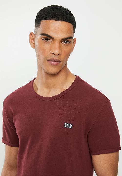 S.P.C.C - Edgerton signature scooped hem T-shirt - red