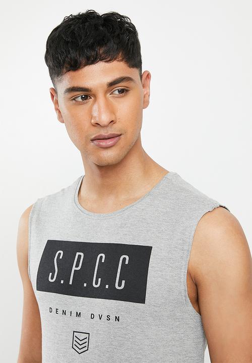 S.P.C.C - Shearer fashion scooped hem sleeveless T-shirt - grey melange