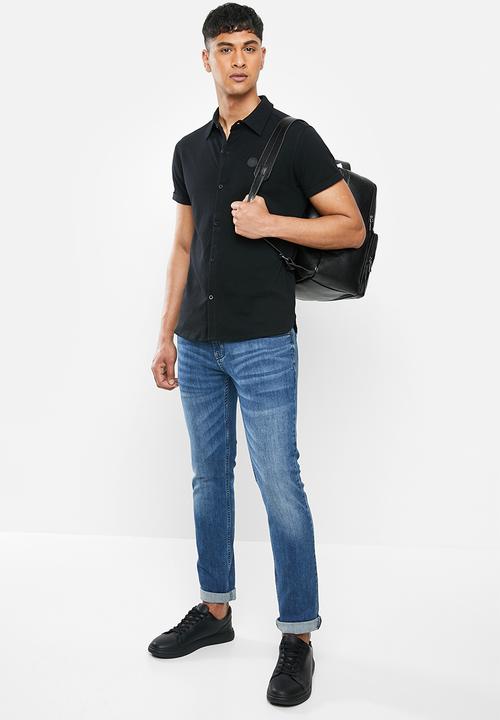 S.P.C.C - Ederson fashion button through knit T-shirt - black