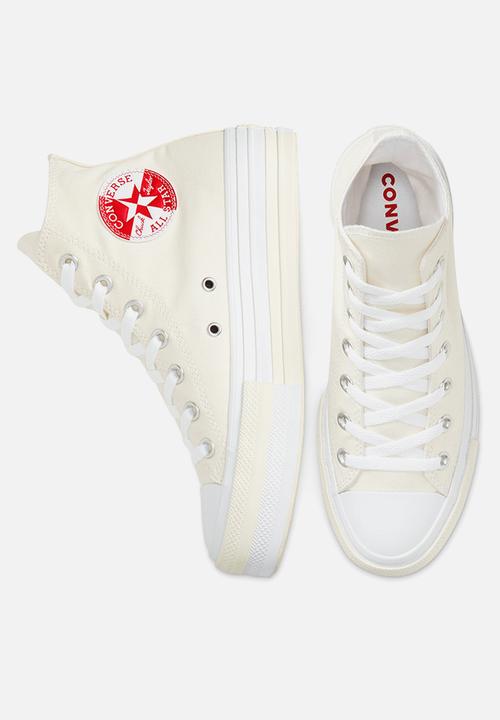 Converse - Chuck Taylor All Star double stack hi - egret / university red / white