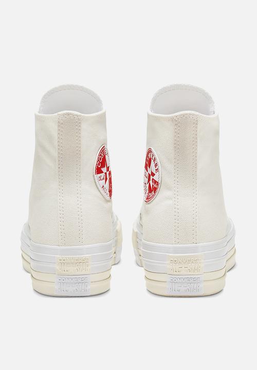 Converse - Chuck Taylor All Star double stack hi - egret / university red / white