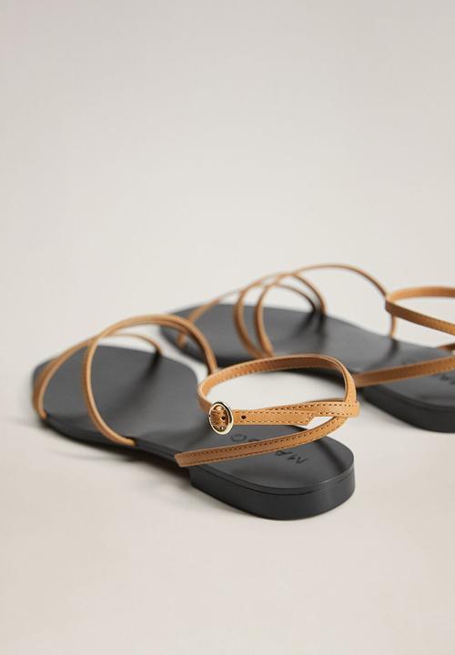 MANGO - Verne leather sandal - medium brown