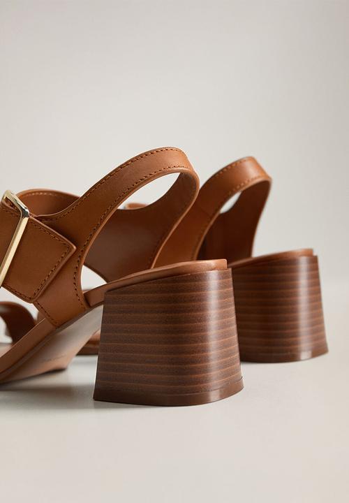 MANGO - Yong leather heel - medium brown