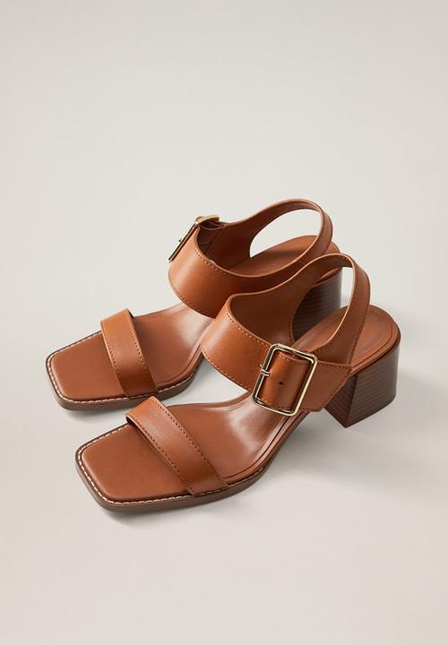 MANGO - Yong leather heel - medium brown