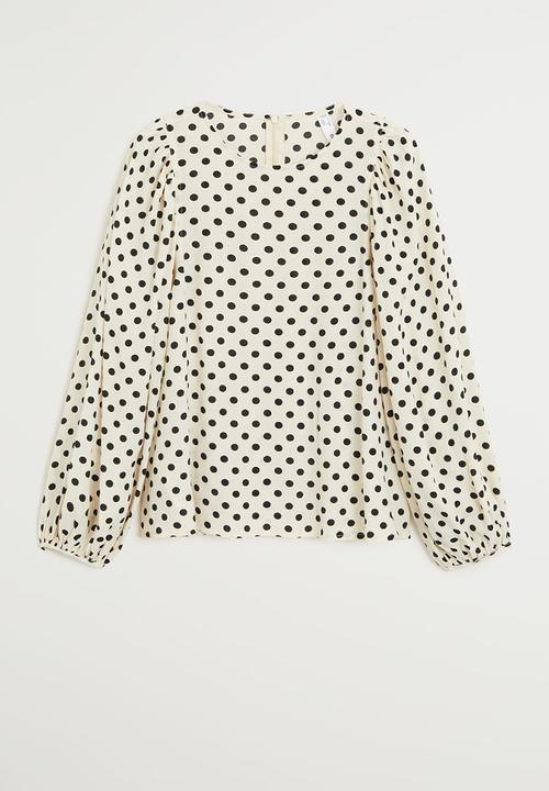 MANGO - Volume blouse - black & white