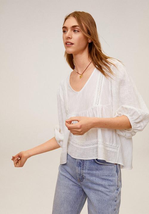 MANGO - T-shirt azucena - cream 