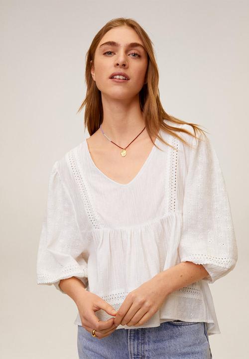 MANGO - T-shirt azucena - cream 