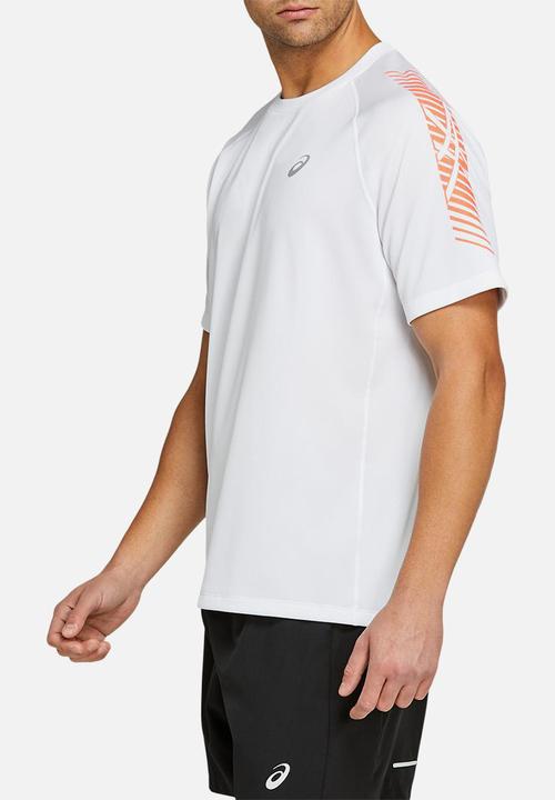 ASICS - Icon short sleeve top - white & coral