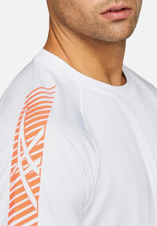 ASICS - Icon short sleeve top - white & coral