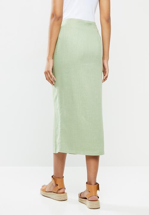 Glamorous - Button through midi skirt - sage