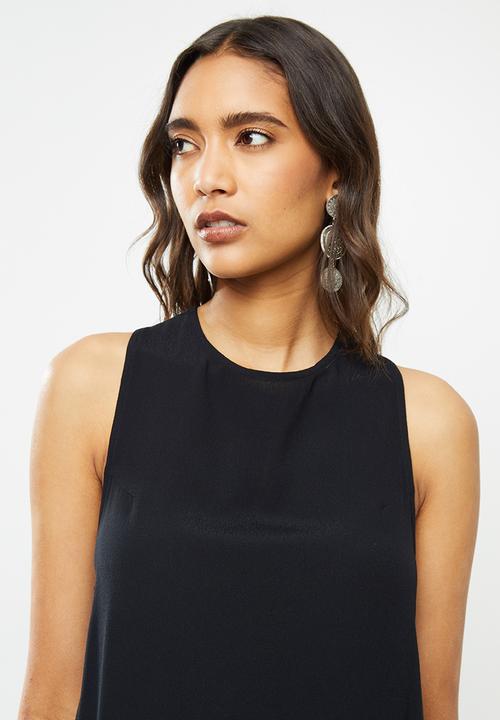Glamorous - Tie back sleeveless shift dress - black