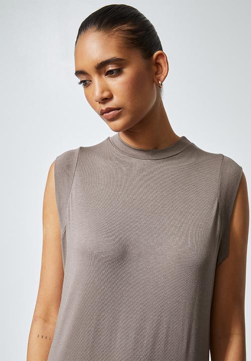 Superbalist - Sleeveless column T-shirt dress - brown