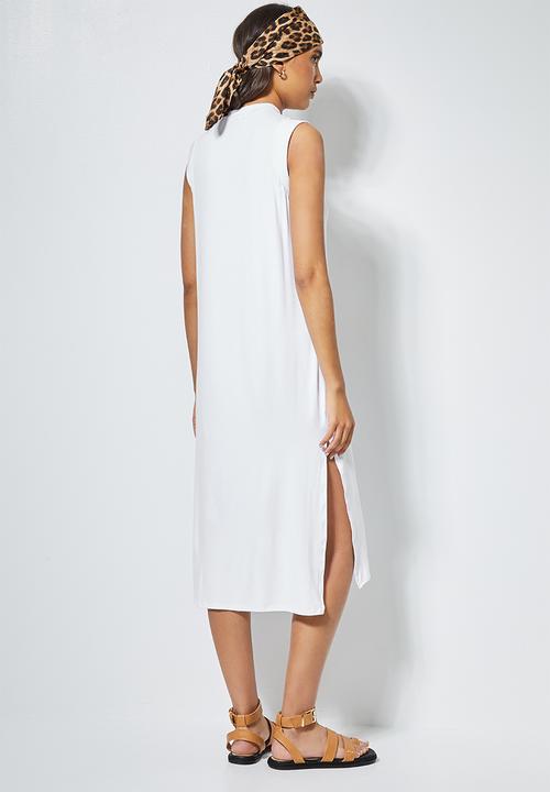 Superbalist - Sleeveless column T-shirt dress - white