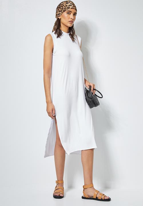 Superbalist - Sleeveless column T-shirt dress - white