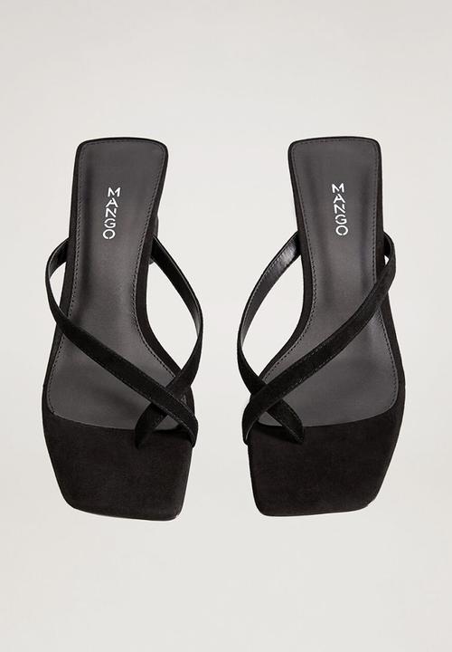 MANGO - Ra leather heel - black