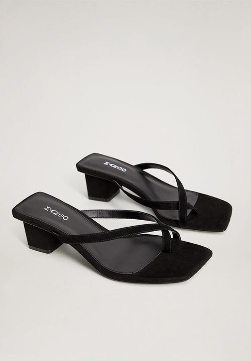 MANGO - Ra leather heel - black