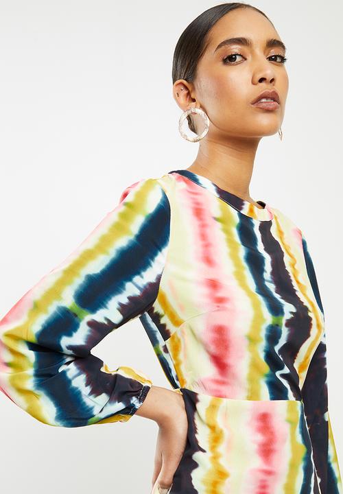 Glamorous - Tie dye long sleeve midi - multi 