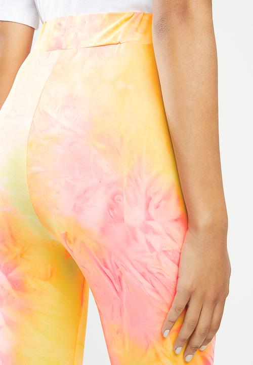 Glamorous - Neon tie dye leggings - coral