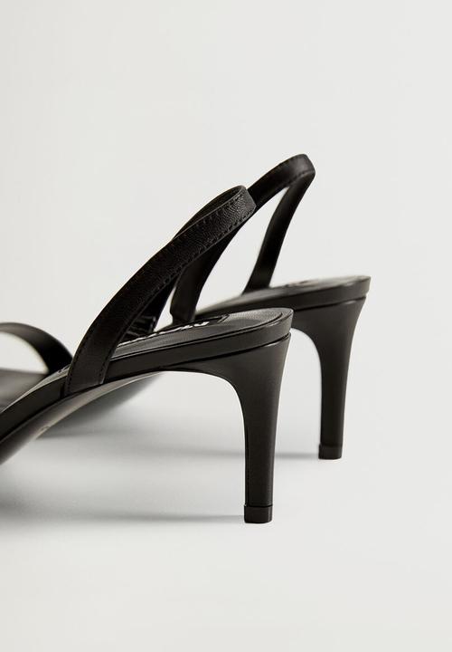 MANGO - Cora leather heel - black