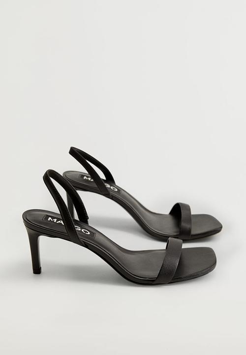 MANGO - Cora leather heel - black