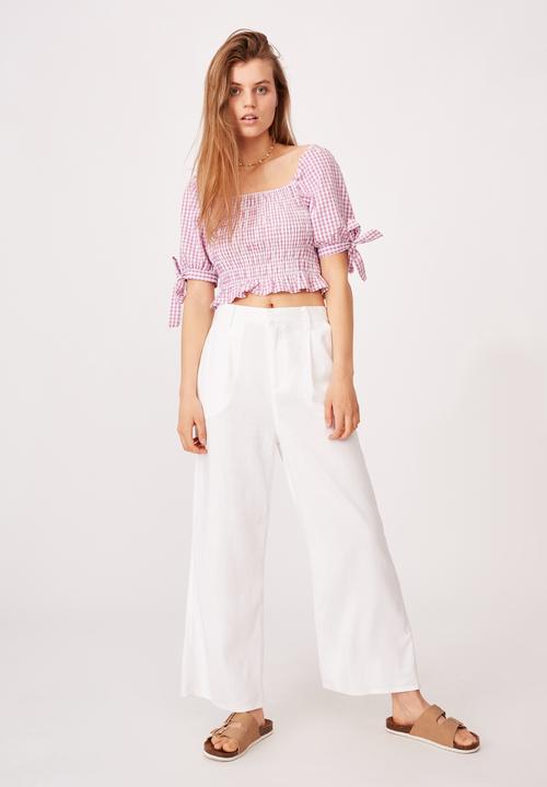 Cotton On - Bella shirred square neck blouse - pink