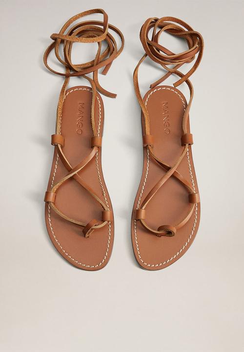MANGO - Ibiza leather sandal - medium brown
