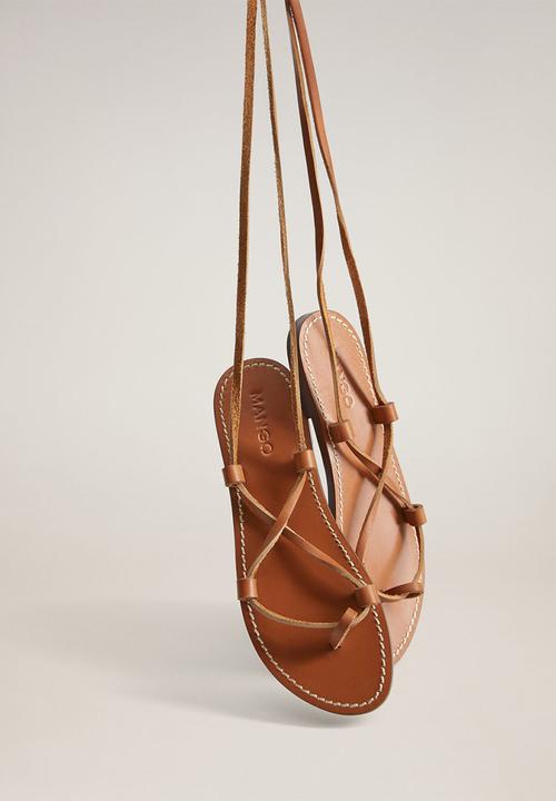 MANGO - Ibiza leather sandal - medium brown