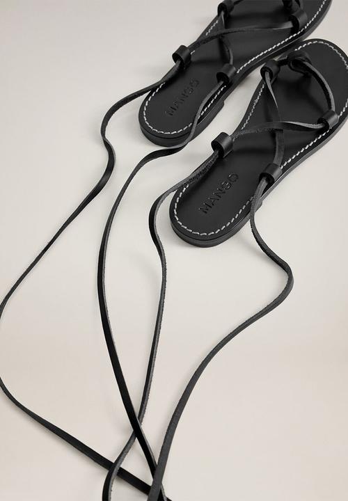 MANGO - Ibiza leather sandal - black