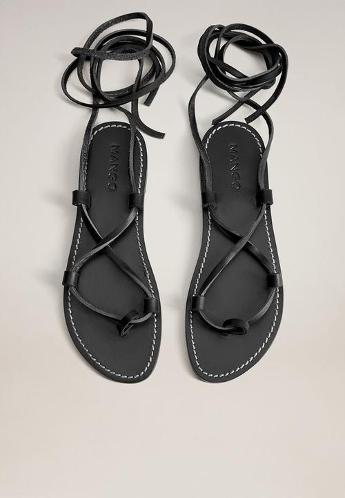 MANGO - Ibiza leather sandal - black