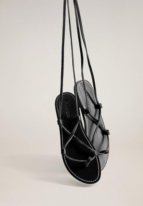 MANGO - Ibiza leather sandal - black
