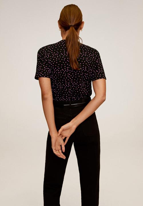 MANGO - Chalove T-shirt - black & pink