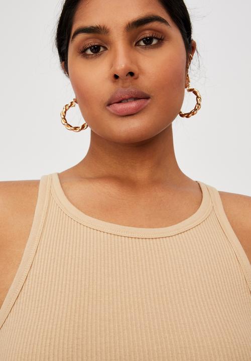 Cotton On - Curve turnback tank - warm stone