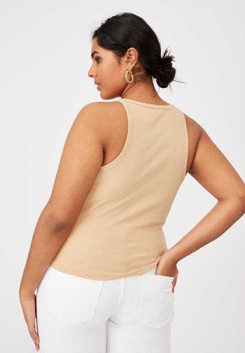 Cotton On - Curve turnback tank - warm stone