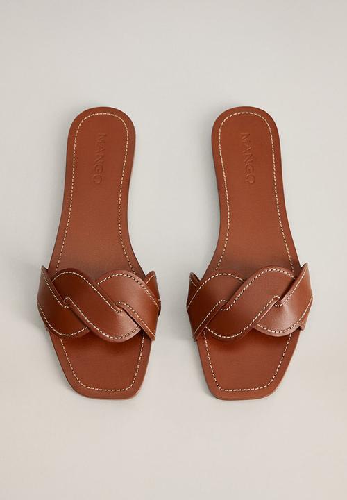 MANGO - Manila leather sandal - medium brown