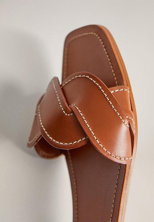 MANGO - Manila leather sandal - medium brown