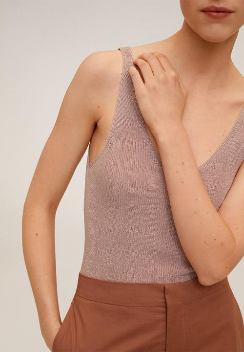 MANGO - Kling vneck sleeveless - light pink