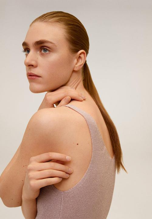 MANGO - Kling vneck sleeveless - light pink