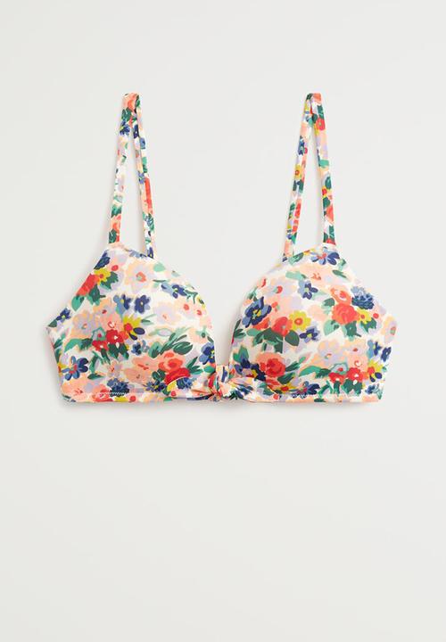 MANGO - Elastic printed twin side bow bikini top - multi