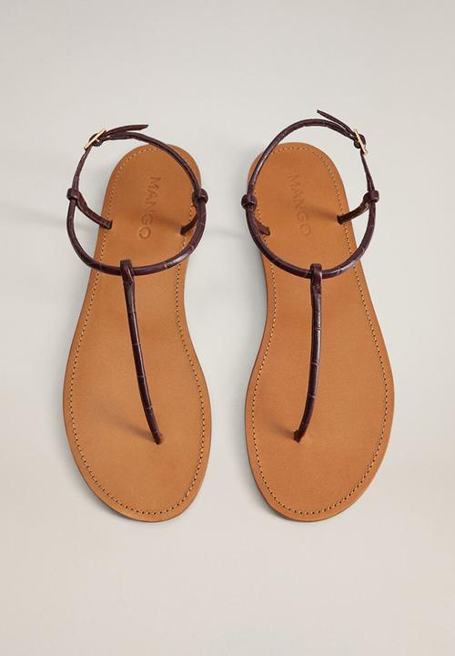MANGO - Formen leather sandal - dark red